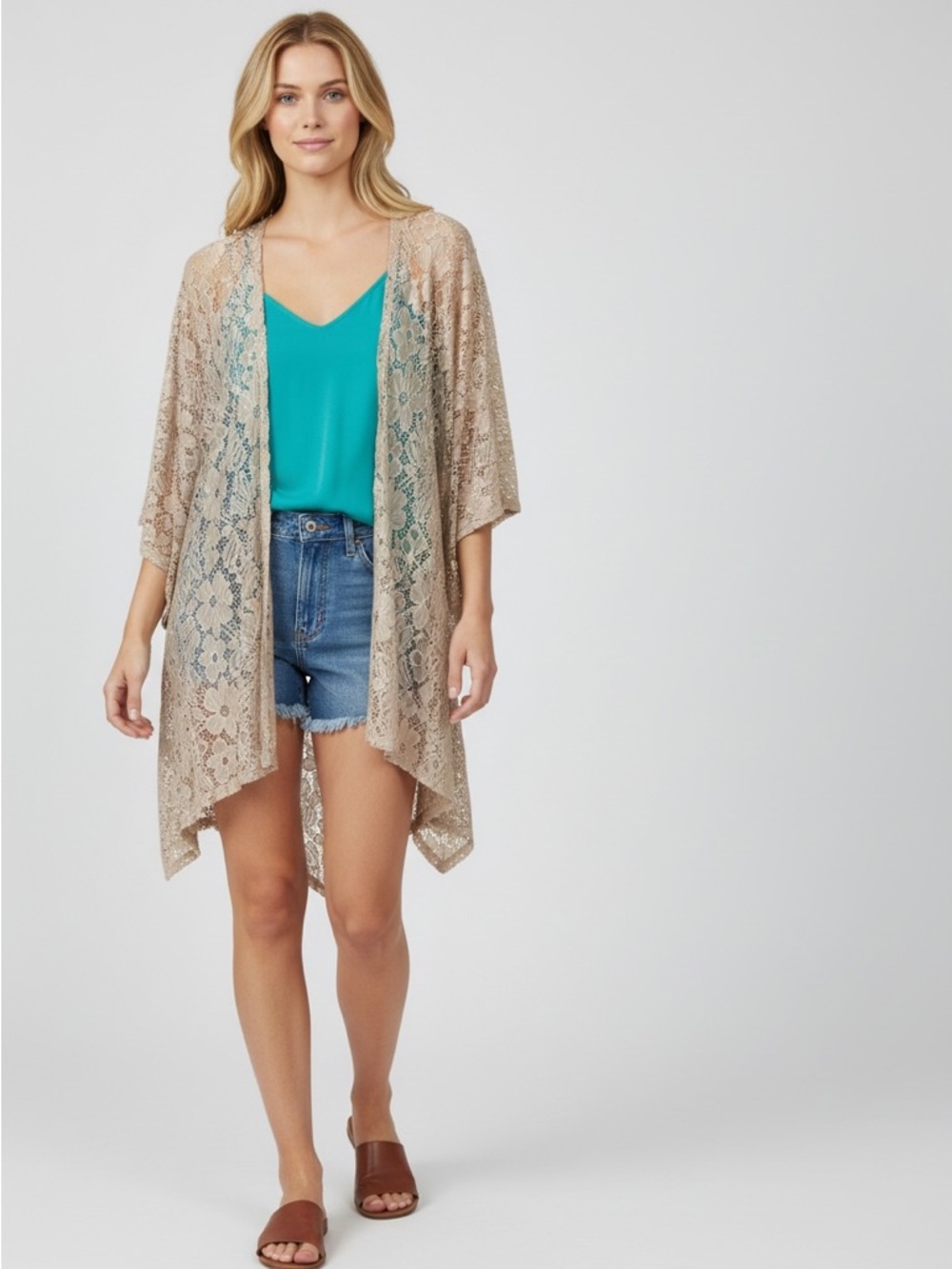 Rue 21 Beige Lace Kimono Cover-Up